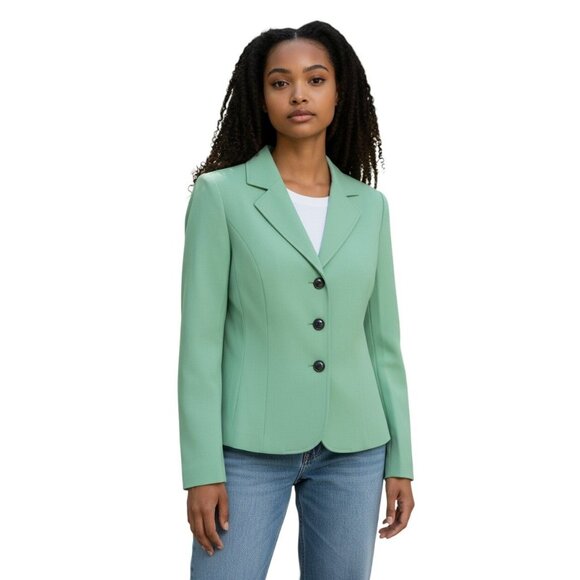 Collections by Le Suit Mint Green 3 Button Blazer Jacket Size 12 Lined - Picture 1 of 4